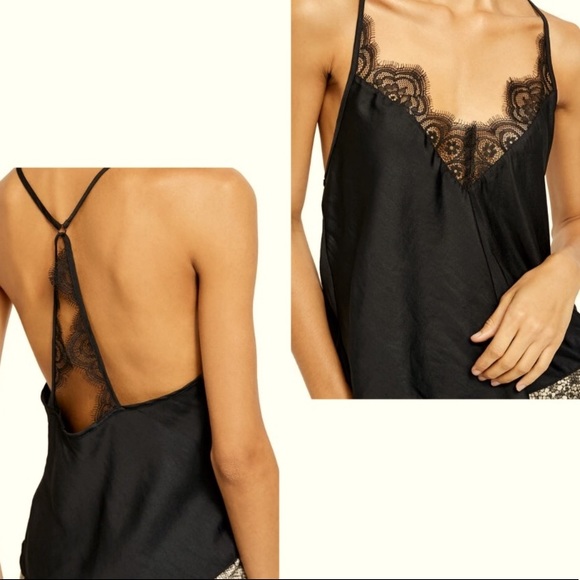 .Free People cami Starlight silky lace black top S - Picture 4 of 5